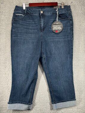 NWT Avenue Denim Virtual Stretch Capri Jeans with Rolled Cuffs sz 16
